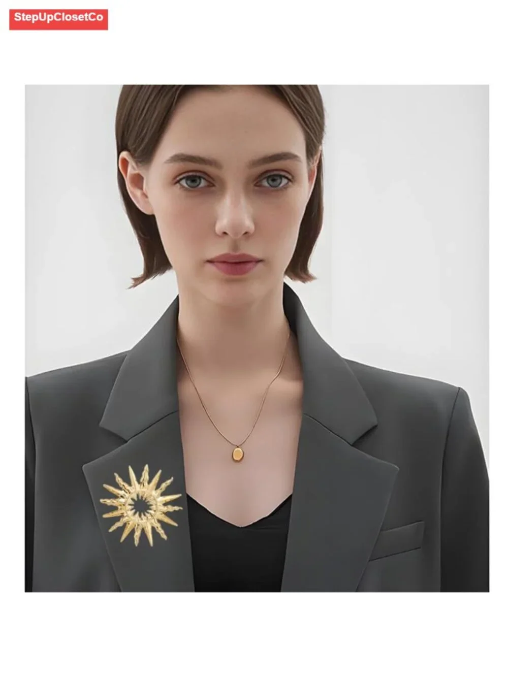 Vintage Gold Plated Sunflower Brooch Pin Elegant Lapel for Dress Suit Hat